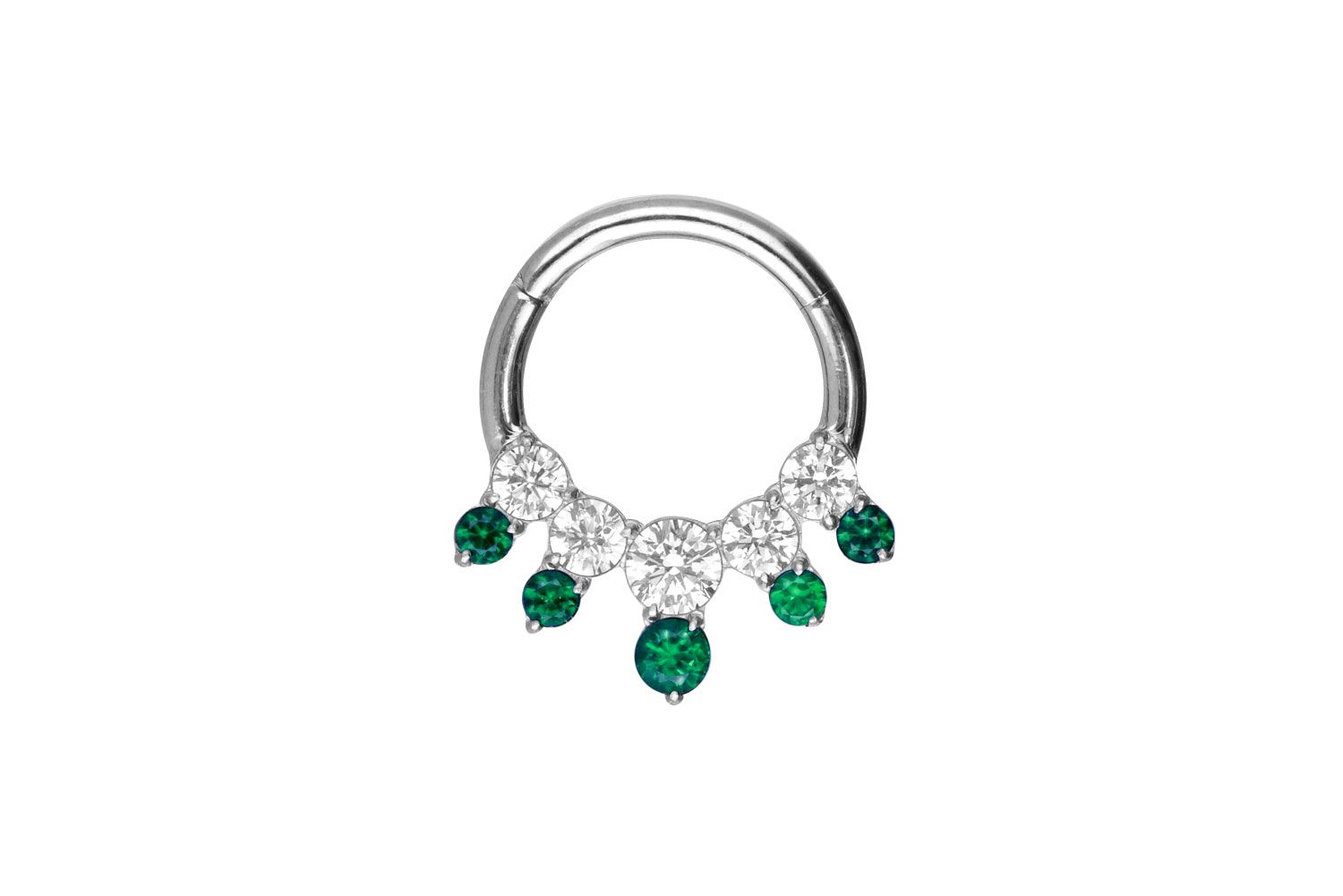 Titan Segmentring Clicker Piercing EINGEFASSTE KRISTALLE ZWEIFARBIG